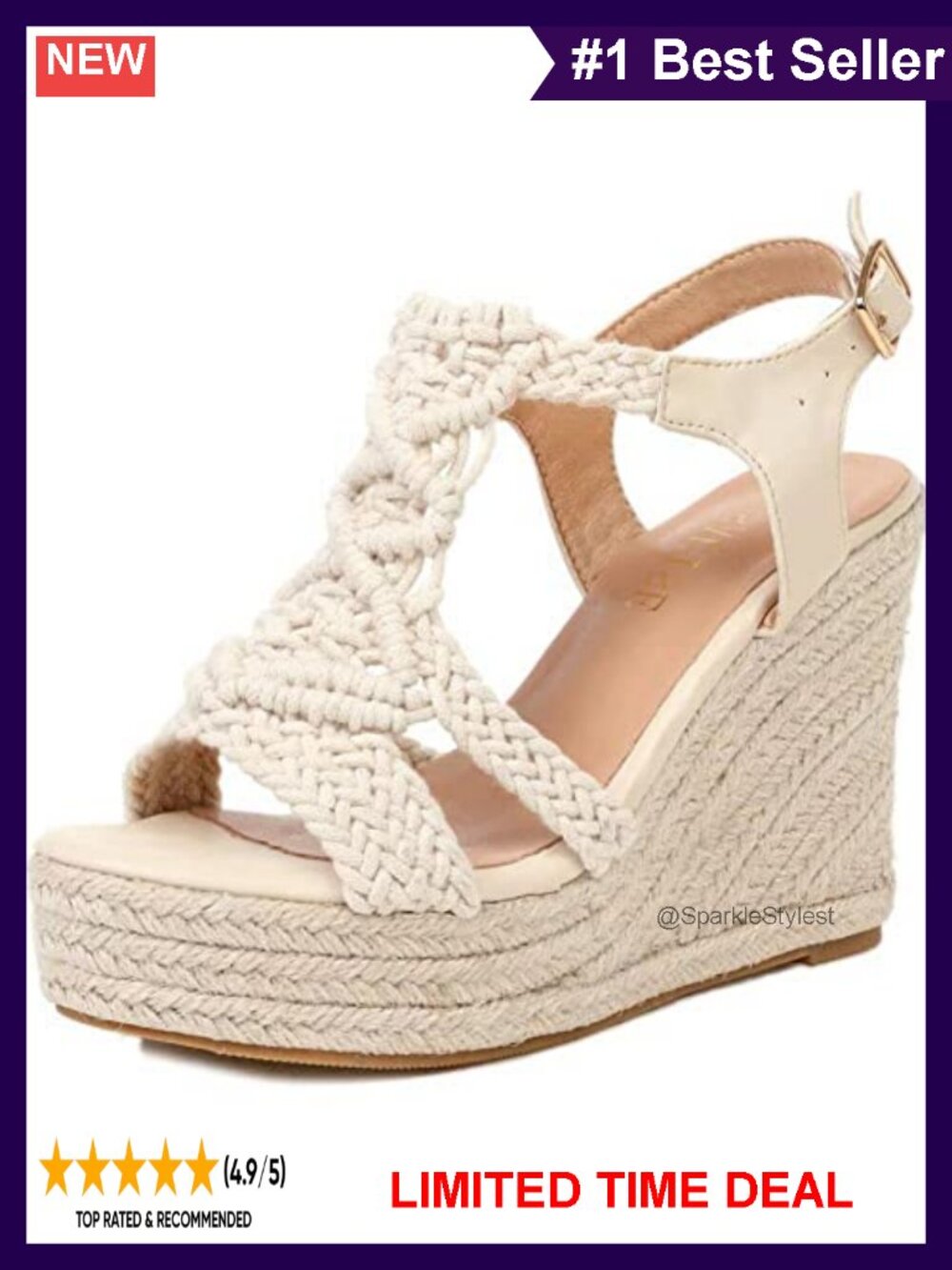 Woven Espadrille Wedge Sandals Braided Open Toe Summer Shoes